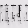 Black Shower Systems with Various Styles Featuring Rainfall Handheld and Control Handles 3d model
