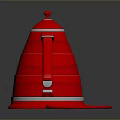 Modern Red Electric Kettle With Layered Design And Power Cord