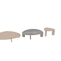 Modern Minimalist Round Concrete Coffee Table With Smooth Surface And Pedestal Legs
