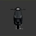 Dark Blue Scooter With Black Seat And Gold Wheels On Reflective Surface