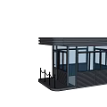 Modern Security Guard Booth With Glass Windows Metal Structure And Rope Barrier