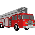 Red Fire Truck With Extendable Ladder Multiple Doors And Bright Headlights