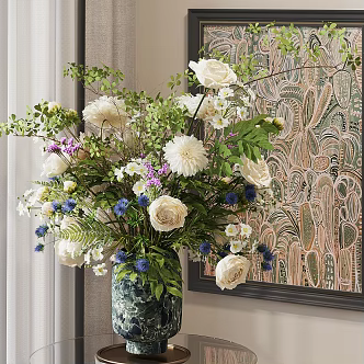Floral ornaments vase flower arrangement 3d model