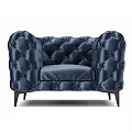 VIG Furniture Tufted Blue Sofa And Armchair Modern Elegant Upholstered Design