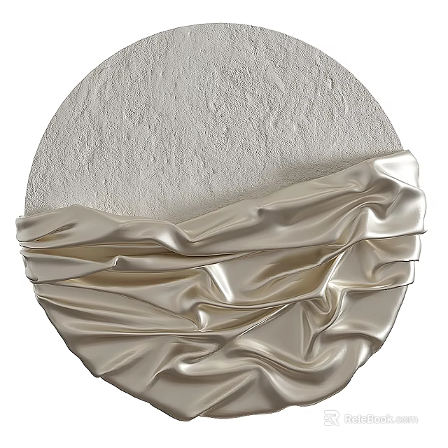 Circular Wall Hanging With Moon Surface Texture And Wrinkled Silk Fabric 3d model 