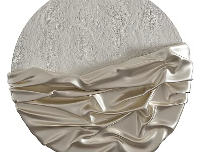 Circular Wall Hanging With Moon Surface Texture And Wrinkled Silk Fabric 3d model