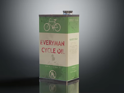 Everyman Cycle Oil Packaging With Bicycle Graphic And Total Oil Label 3d model