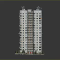 Multi Storey Residential Building With Light Colored Facade Balconies And Greenery At Base 3d model