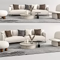 Modern Sofa Coffee Table Set With Stools Decorative Rug Vase And Candles 3d model