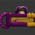 Vibrant Purple And Yellow Cartoon Style Mechanical Device With Curved Pipes And Round Buttons