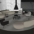 Modern sofa coffee table combination 3d model