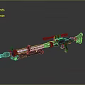 Detailed Futuristic Weapon Sniper Rifle With Scope Barrel And Glowing Blue Mechanical Parts