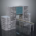 Modern Multi Story Architectural Complex With Glass Curtain Walls And Connecting Bridge Structure