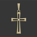 Elegant Shiny Gold Cross Pendant with Simple Design and Decorative Stone