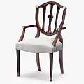 Elegant Wooden Dining Chair With Armrests Carved Details And Light Upholstered Seat