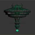 Ancient Architectural Structure With Green Circular Roof And Decorative Illuminated Base