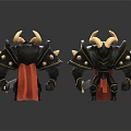 Detailed Horned Mythical Creature Characters In Black Armor With Red Capes And Gold Accents