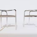 Modern Leisure Chairs With Metal Frame And Circular Armrests Gray Padded Seats In Minimalist Design