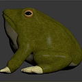3D Rendered Reptile With Green Body Orange Eyes And White Claws On Dark Background