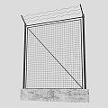 Metal Mesh Fence With Concrete Base And Wavy Barbed Wire Top