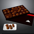 Assorted Chocolate Pieces In Opened Gift Box With White Plate And Various Shapes