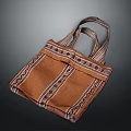 Stylish Brown Everyday Handbag Design With Striped Patterns And Decorative Details 3d model