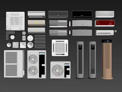 Various Types of Air Conditioners and Fans with Modern Designs for Home Use 3d model