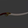 Traditional Curved Sword With Red Handle And Golden Accents On Dark Background