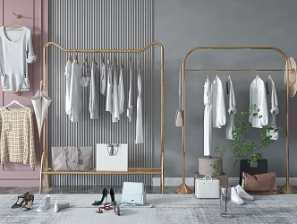 Light Luxury Hanger Metal Hanger Clothing Combination 3d model