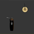 Traditional Weapons Display Featuring Katana With Black Handle And Rifle With Wooden Stock
