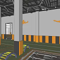 Modern Fitness Gym Interior With Large Windows City Skyline View Green Turf And Exercise Equipment