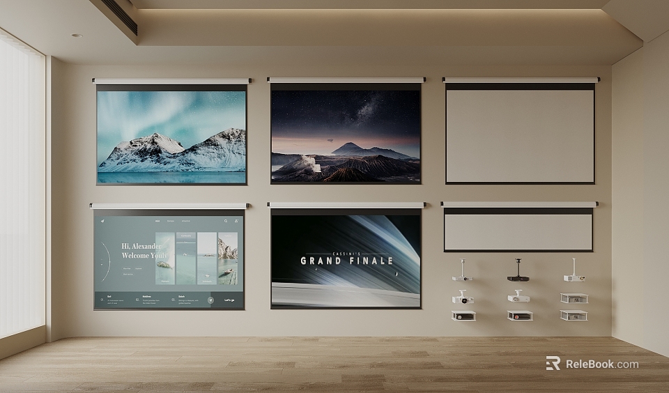 Indoor Projection Monitoring Configuration With Multiple Screens And Devices 3d model 