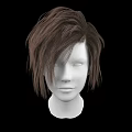 Stylish Jewelry Display On White Head Model With Brown Wig And Black Background