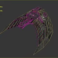 Futuristic Mechanical Winged Spaceship Design With Metal Structure And Red Green Details