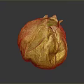 Shiny Yellow Leaf Wrapped Fruit With Green Top On Black Background