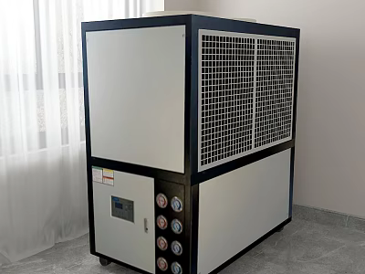 Public Facility Industrial Chiller With Grid Cooling Panels Control Panel Wheels And Indoor Placement 3d model