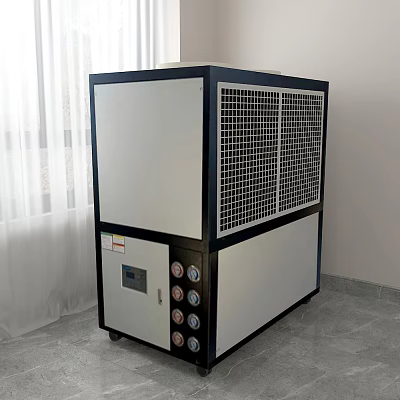 Public Facility Industrial Chiller With Grid Cooling Panels Control Panel Wheels And Indoor Placement 3d model