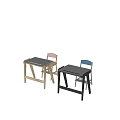 Children's Table and Chair Desk and Chair Solid Wood Desk and Chair Learning Chair 3d model