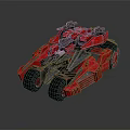 Red Futuristic Armored Vehicle Featuring Sci Fi Mechanical Design And Heavy Armor Plating