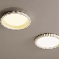 Modern Round Ceiling Lights With Textured Shades Illuminated On Gray Ceiling 3d model