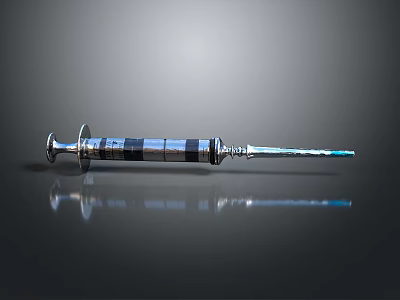 Medical Syringe Device With Metal Barrel And Sharp Needle Tip 3d model