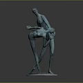 Game and Movie Character Sculpture Bronze Colored Figure Holding Partner in Dynamic Artistic Pose Design
