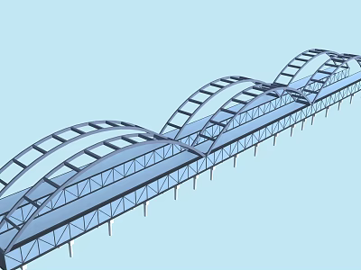 Modern Arched Bridge Design With Steel Frame Transparent Structure And Support Beams 3d model