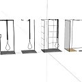 Modern Bathroom Combos With Glass Shower Enclosures And Hanging Storage Units