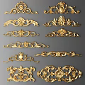 Golden Intricate Carved Decorations With Various Floral And Scroll Patterns 3d model