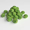 Pile of Fresh Green Striped Small Round Flowering Plant Fruits