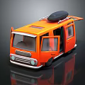 Orange Bus with Open Doors Black Roof Rack and Modern Stylish Design