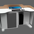 Modern Functional Desk With Wooden Top And White Body Ventilation Detail