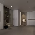 Modern Home Store Showcasing Open Space Dining Table Cabinetry Pendant Light And Wooden Flooring