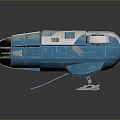 Blue Futuristic Spaceship Model With Transparent Cockpit White Thrusters And Detailed Body